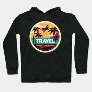 Vintage plane travel. Retro travel badge Hoodie